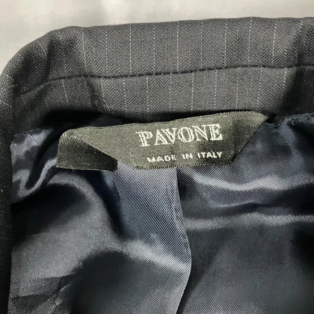 Pavone Mens 44L Pinstripe Blazer‎ Sport Coat 100% Worsted Wool Italy